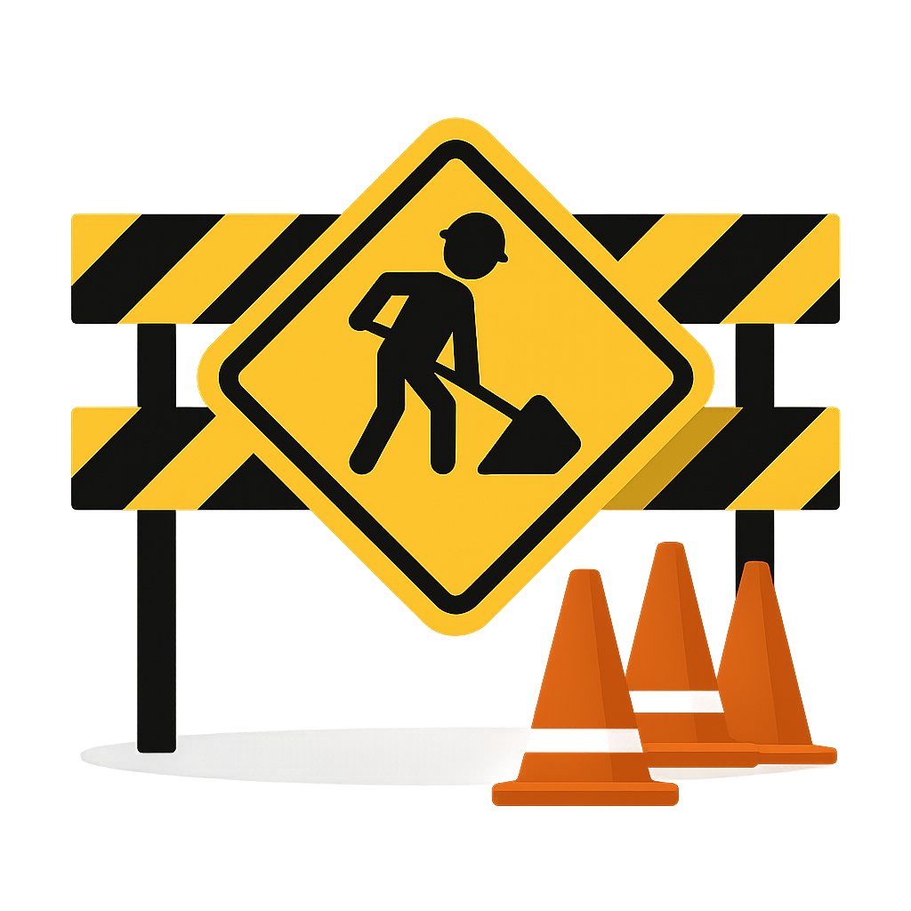 Webseite im Aufbau – Baustellenschild